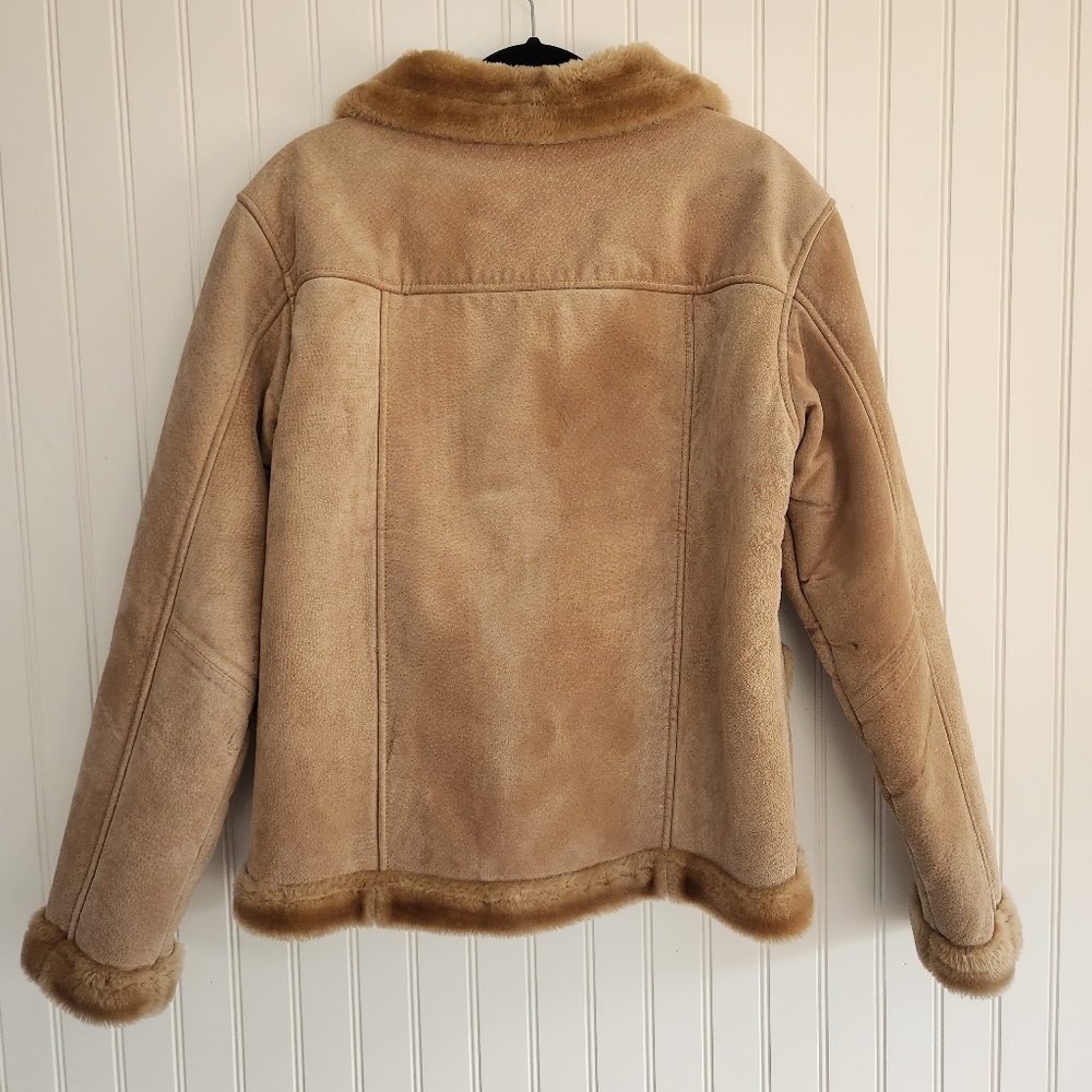 CHILL ZONE Vintage 100% Leather Penny Lane Faux Fur Lined Coat size Large - Picture 5 of 10